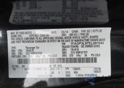 2014 Ford Focus St z USA, uszkodzony, nr VIN 1FADP3L97EL291942